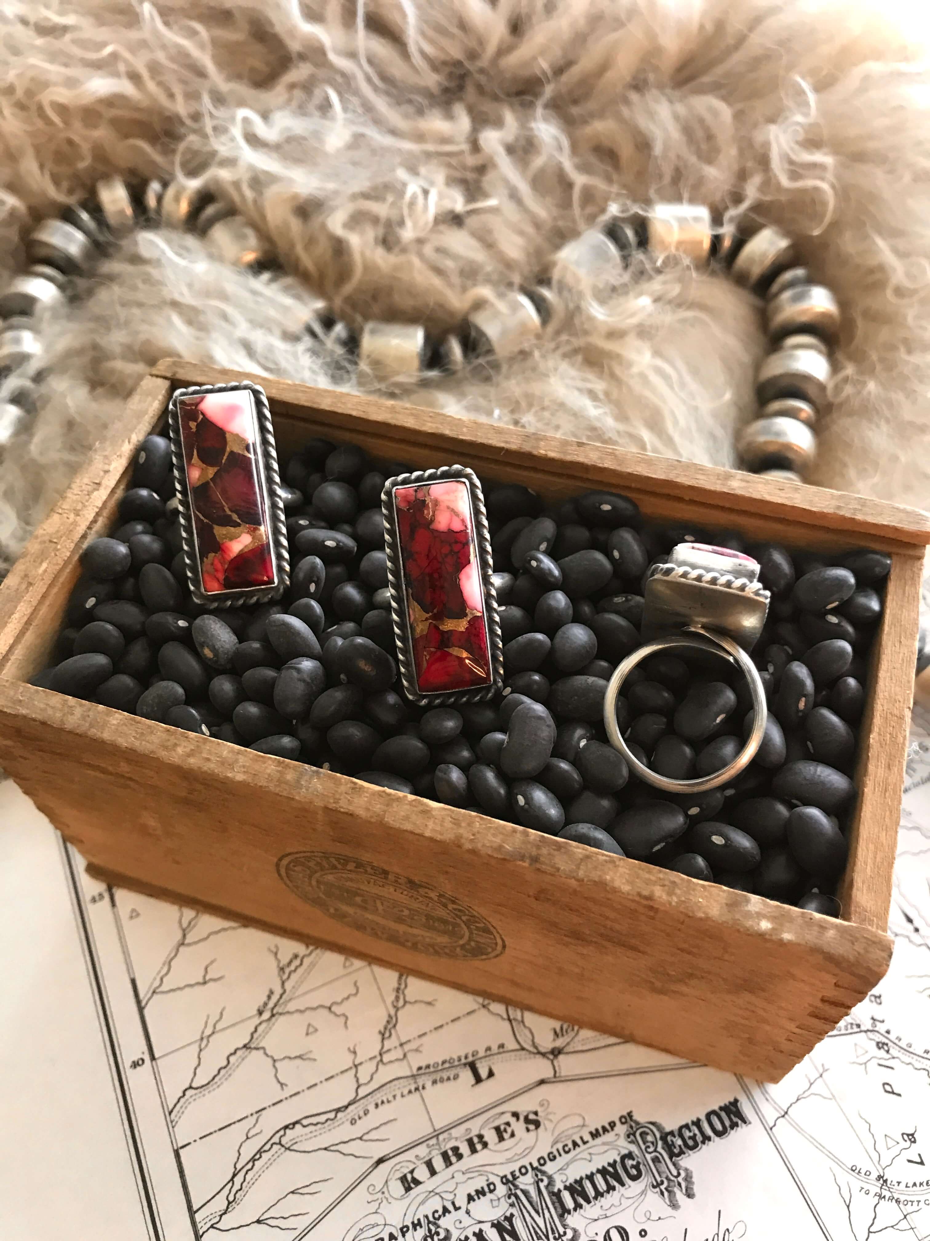 The Big Chief Dahlia Rose Rings-Rings-Calli Co., Turquoise and Silver Jewelry, Native American Handmade, Zuni Tribe, Navajo Tribe, Brock Texas