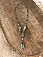 The Blaze Lariat Necklace Set-Necklaces-Calli Co., Turquoise and Silver Jewelry, Native American Handmade, Zuni Tribe, Navajo Tribe, Brock Texas