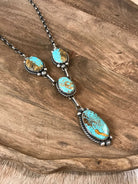 The Adler Turquoise Lariat Necklace Set-Necklaces-Calli Co., Turquoise and Silver Jewelry, Native American Handmade, Zuni Tribe, Navajo Tribe, Brock Texas