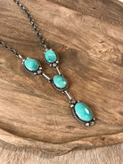 The Hugo Turquoise Lariat Necklace Set-Necklaces-Calli Co., Turquoise and Silver Jewelry, Native American Handmade, Zuni Tribe, Navajo Tribe, Brock Texas