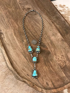 The Mills Turquoise Lariat Necklace Set-Necklaces-Calli Co., Turquoise and Silver Jewelry, Native American Handmade, Zuni Tribe, Navajo Tribe, Brock Texas