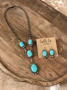 The Ramona Turquoise Lariat Necklace Set-Necklaces-Calli Co., Turquoise and Silver Jewelry, Native American Handmade, Zuni Tribe, Navajo Tribe, Brock Texas