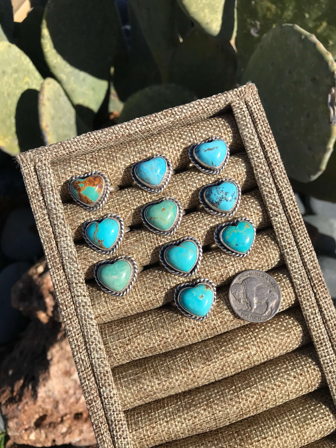 The Heart Rings in Turquoise-Rings-Calli Co., Turquoise and Silver Jewelry, Native American Handmade, Zuni Tribe, Navajo Tribe, Brock Texas