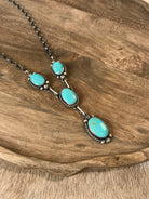 The Ramona Turquoise Lariat Necklace Set-Necklaces-Calli Co., Turquoise and Silver Jewelry, Native American Handmade, Zuni Tribe, Navajo Tribe, Brock Texas