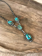The Kilbuck Turquoise Lariat Necklace Set-Necklaces-Calli Co., Turquoise and Silver Jewelry, Native American Handmade, Zuni Tribe, Navajo Tribe, Brock Texas