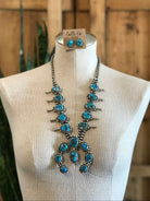The Mascotte Squash Blossom Necklace Set-Necklaces-Calli Co., Turquoise and Silver Jewelry, Native American Handmade, Zuni Tribe, Navajo Tribe, Brock Texas