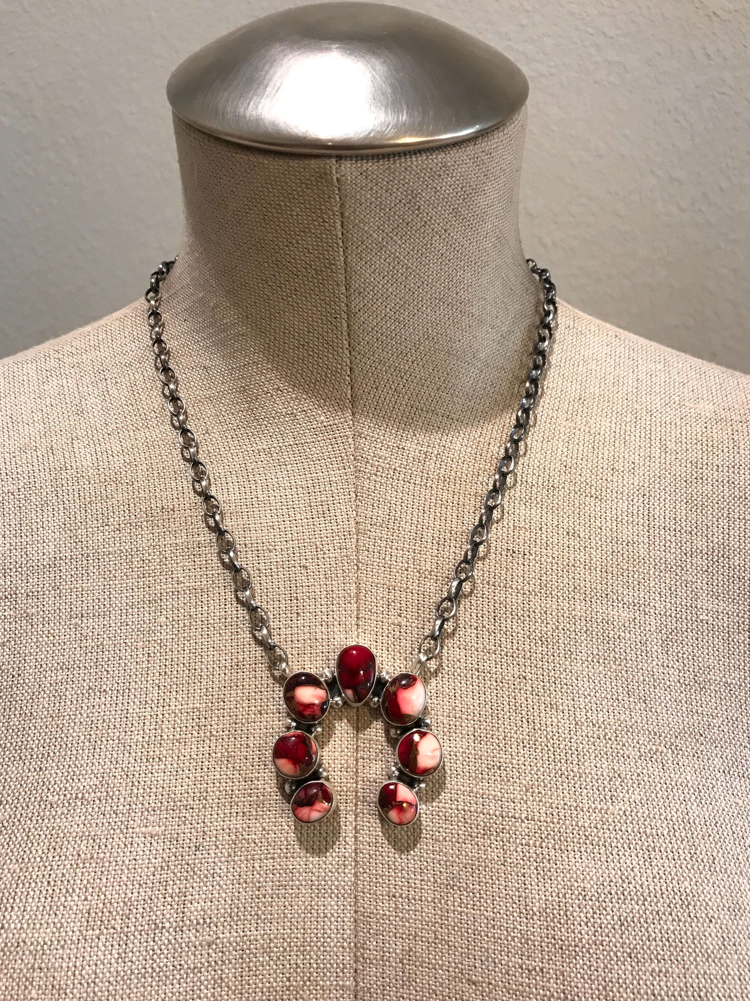 The Naja Dahlia Rose Necklace, 3-Necklaces-Calli Co., Turquoise and Silver Jewelry, Native American Handmade, Zuni Tribe, Navajo Tribe, Brock Texas