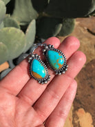 The Turquoise Dangle Earrings, 4-Earrings-Calli Co., Turquoise and Silver Jewelry, Native American Handmade, Zuni Tribe, Navajo Tribe, Brock Texas