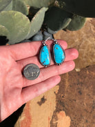 The Turquoise Dangle Earrings, 7-Earrings-Calli Co., Turquoise and Silver Jewelry, Native American Handmade, Zuni Tribe, Navajo Tribe, Brock Texas