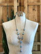The Beaumont Turquoise Lariat Necklace Set-Necklaces-Calli Co., Turquoise and Silver Jewelry, Native American Handmade, Zuni Tribe, Navajo Tribe, Brock Texas