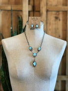 The Bex Turquoise Lariat Necklace Set-Necklaces-Calli Co., Turquoise and Silver Jewelry, Native American Handmade, Zuni Tribe, Navajo Tribe, Brock Texas