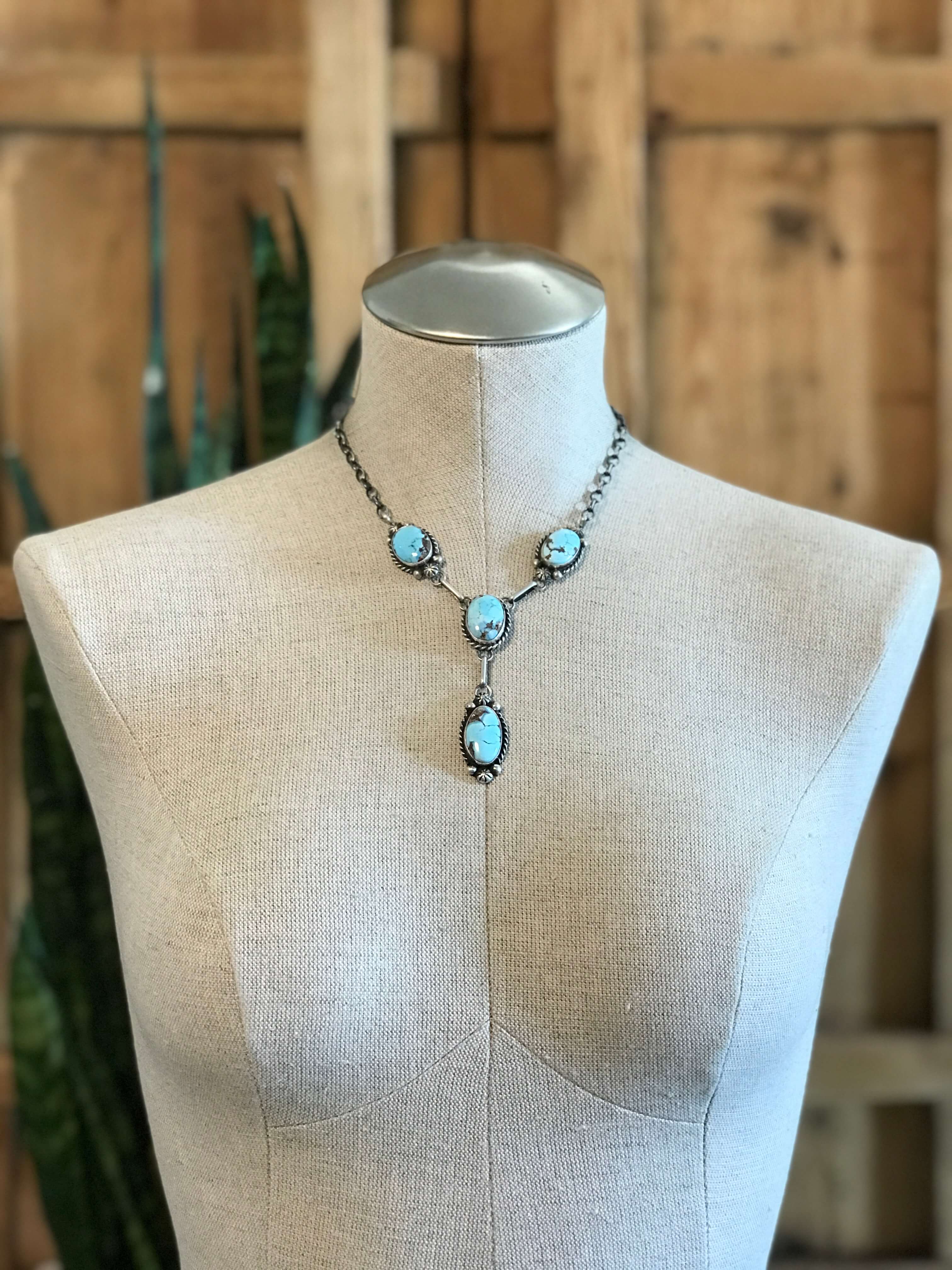 The Bex Turquoise Lariat Necklace Set-Necklaces-Calli Co., Turquoise and Silver Jewelry, Native American Handmade, Zuni Tribe, Navajo Tribe, Brock Texas