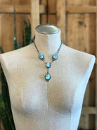 The Blythe Turquoise Lariat Necklace Set-Necklaces-Calli Co., Turquoise and Silver Jewelry, Native American Handmade, Zuni Tribe, Navajo Tribe, Brock Texas