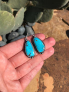 The Turquoise Dangle Earrings, 7-Earrings-Calli Co., Turquoise and Silver Jewelry, Native American Handmade, Zuni Tribe, Navajo Tribe, Brock Texas