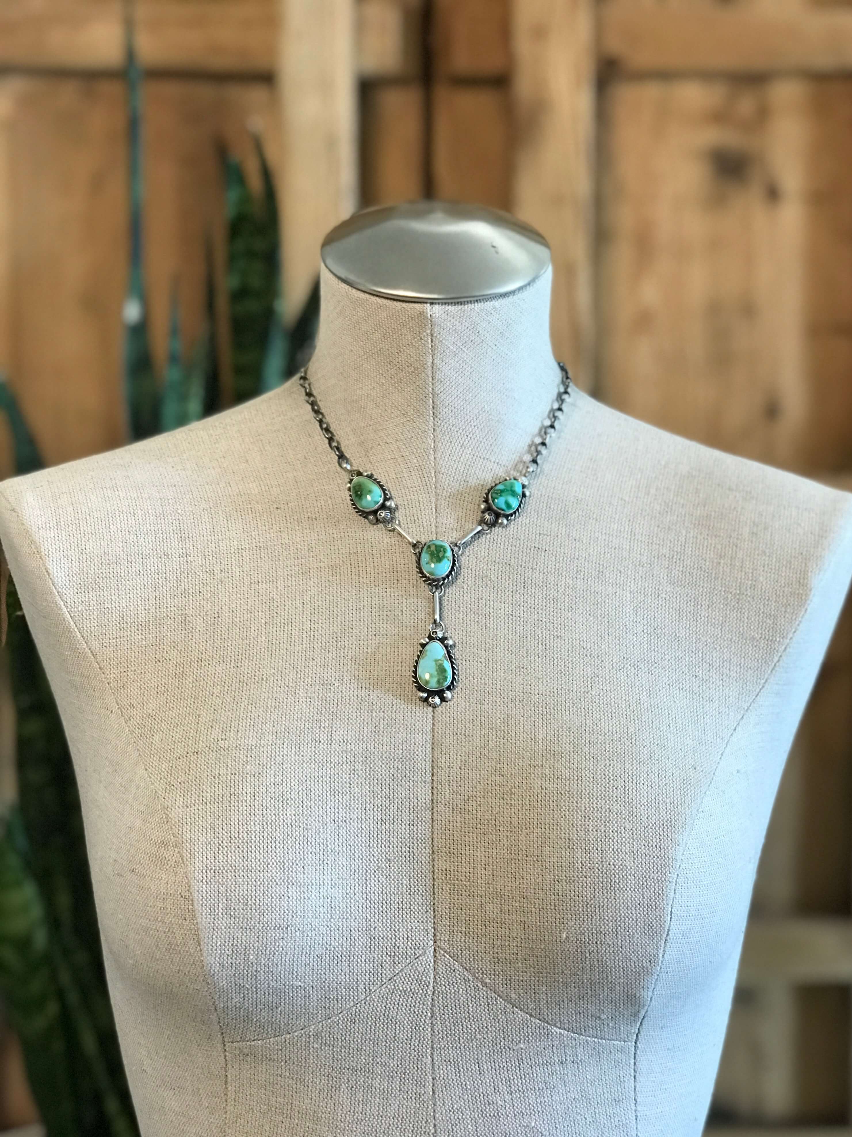 The Hayes Turquoise Lariat Necklace Set-Necklaces-Calli Co., Turquoise and Silver Jewelry, Native American Handmade, Zuni Tribe, Navajo Tribe, Brock Texas