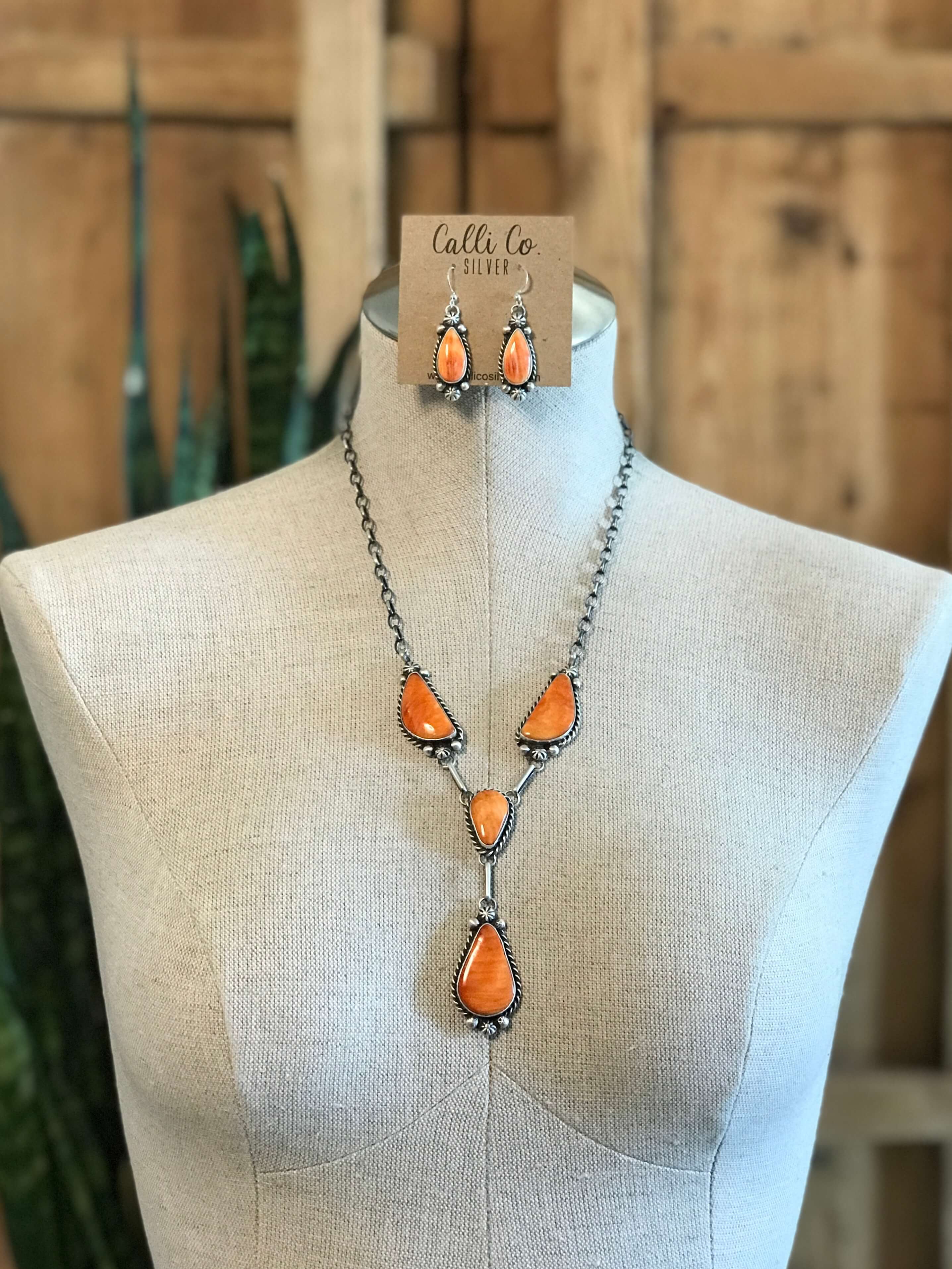 The Goldie Lariat Necklace Set-Necklaces-Calli Co., Turquoise and Silver Jewelry, Native American Handmade, Zuni Tribe, Navajo Tribe, Brock Texas