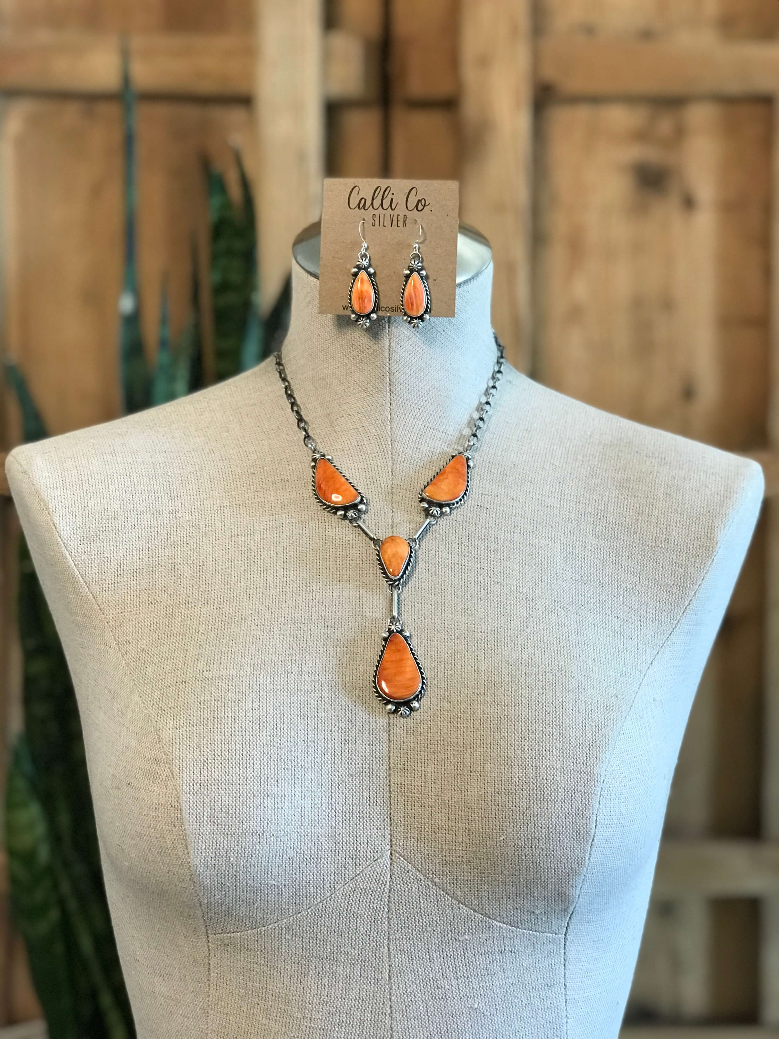 The Goldie Lariat Necklace Set-Necklaces-Calli Co., Turquoise and Silver Jewelry, Native American Handmade, Zuni Tribe, Navajo Tribe, Brock Texas