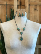 The Kilbuck Turquoise Lariat Necklace Set-Necklaces-Calli Co., Turquoise and Silver Jewelry, Native American Handmade, Zuni Tribe, Navajo Tribe, Brock Texas