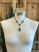 The Kilbuck Turquoise Lariat Necklace Set-Necklaces-Calli Co., Turquoise and Silver Jewelry, Native American Handmade, Zuni Tribe, Navajo Tribe, Brock Texas