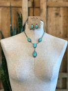 The Ramona Turquoise Lariat Necklace Set-Necklaces-Calli Co., Turquoise and Silver Jewelry, Native American Handmade, Zuni Tribe, Navajo Tribe, Brock Texas