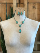 The Hugo Turquoise Lariat Necklace Set-Necklaces-Calli Co., Turquoise and Silver Jewelry, Native American Handmade, Zuni Tribe, Navajo Tribe, Brock Texas