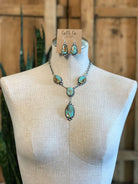 The Adler Turquoise Lariat Necklace Set-Necklaces-Calli Co., Turquoise and Silver Jewelry, Native American Handmade, Zuni Tribe, Navajo Tribe, Brock Texas