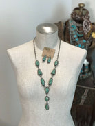 The Bloomfield Turquoise Lariat Necklace Set-Necklaces-Calli Co., Turquoise and Silver Jewelry, Native American Handmade, Zuni Tribe, Navajo Tribe, Brock Texas