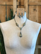The Blaze Lariat Necklace Set-Necklaces-Calli Co., Turquoise and Silver Jewelry, Native American Handmade, Zuni Tribe, Navajo Tribe, Brock Texas