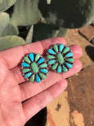 The Western Skies Cluster Earrings, 1-Earrings-Calli Co., Turquoise and Silver Jewelry, Native American Handmade, Zuni Tribe, Navajo Tribe, Brock Texas