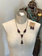 The Ladue Purple Spiny Lariat Necklace Set-Necklaces-Calli Co., Turquoise and Silver Jewelry, Native American Handmade, Zuni Tribe, Navajo Tribe, Brock Texas