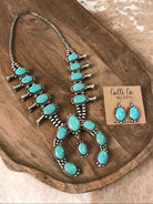 The McCoy Squash Blossom Necklace Set xx-Necklaces-Calli Co., Turquoise and Silver Jewelry, Native American Handmade, Zuni Tribe, Navajo Tribe, Brock Texas