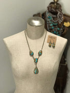 The Muse Turquoise Lariat Necklace Set-Necklaces-Calli Co., Turquoise and Silver Jewelry, Native American Handmade, Zuni Tribe, Navajo Tribe, Brock Texas