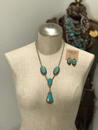 The El Dorado Lariat Necklace Set-Necklaces-Calli Co., Turquoise and Silver Jewelry, Native American Handmade, Zuni Tribe, Navajo Tribe, Brock Texas