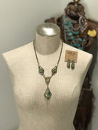 The Warrawee Turquoise Lariat Necklace Set-Necklaces-Calli Co., Turquoise and Silver Jewelry, Native American Handmade, Zuni Tribe, Navajo Tribe, Brock Texas