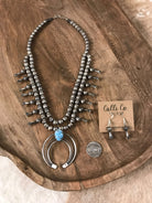 The Silverton Squash Blossom Necklace Set-Necklaces-Calli Co., Turquoise and Silver Jewelry, Native American Handmade, Zuni Tribe, Navajo Tribe, Brock Texas