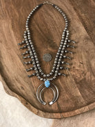 The Silverton Squash Blossom Necklace Set-Necklaces-Calli Co., Turquoise and Silver Jewelry, Native American Handmade, Zuni Tribe, Navajo Tribe, Brock Texas