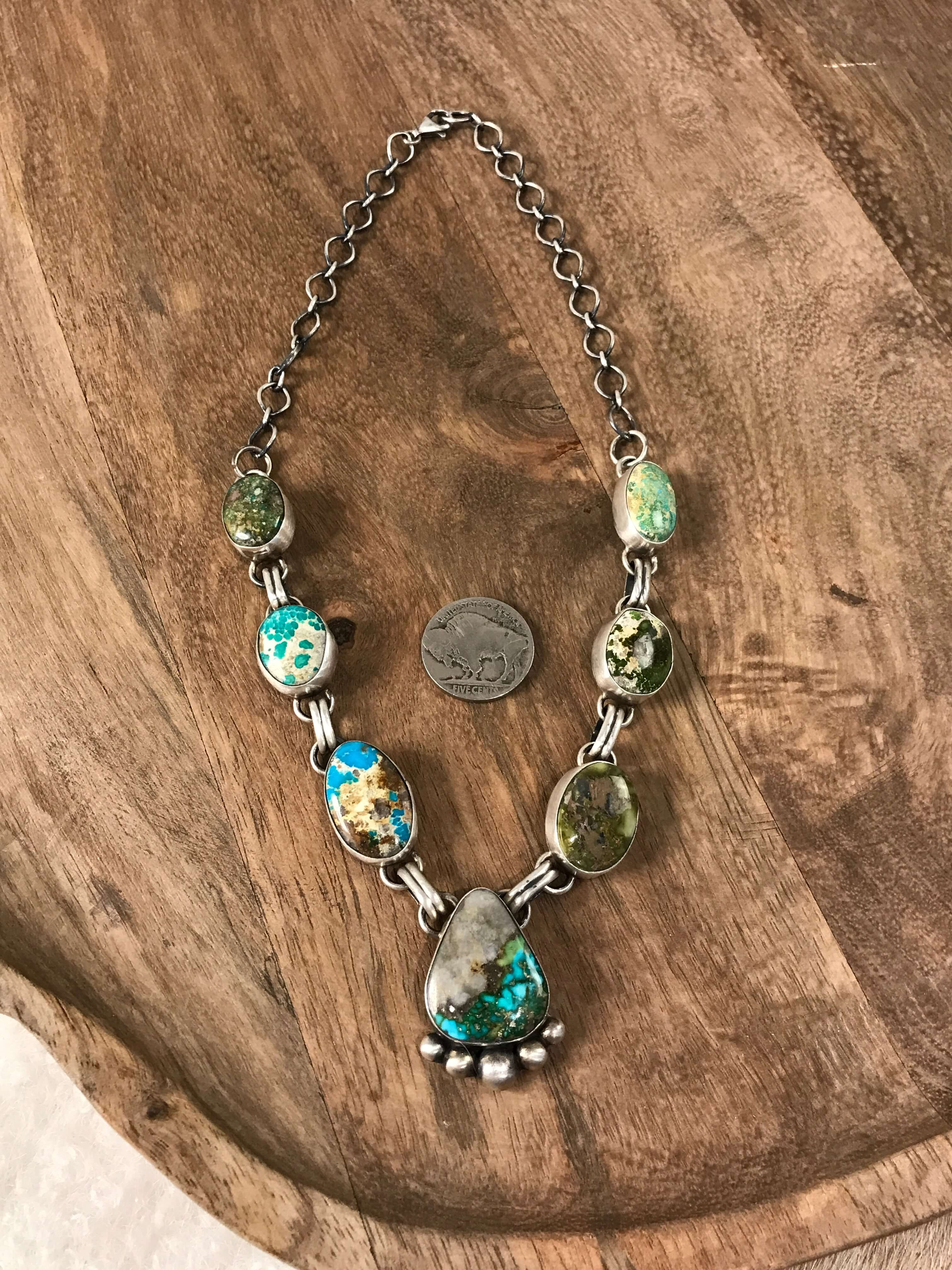 The Wallen Turquoise Statement Necklace Set-Necklaces-Calli Co., Turquoise and Silver Jewelry, Native American Handmade, Zuni Tribe, Navajo Tribe, Brock Texas