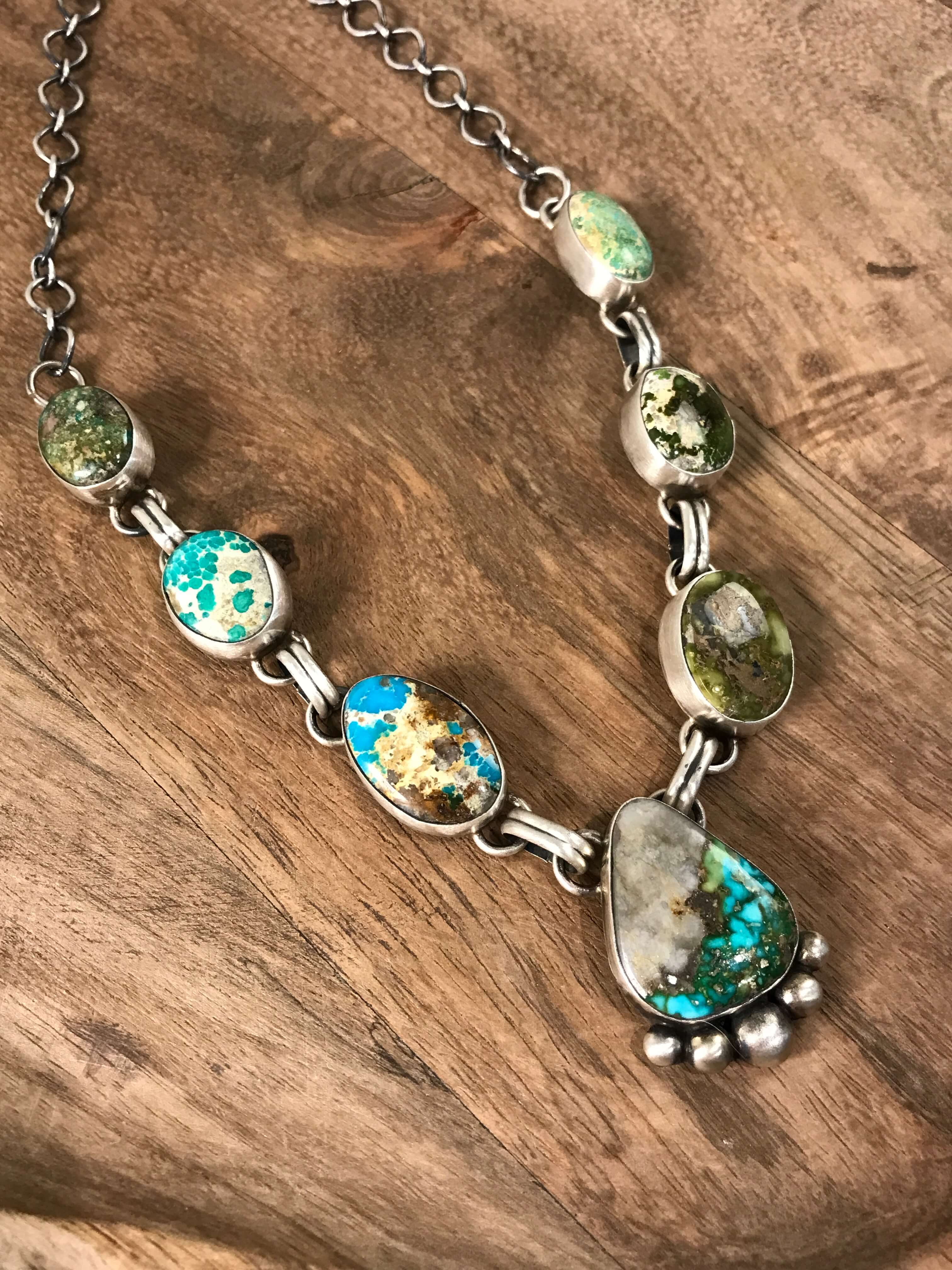 The Wallen Turquoise Statement Necklace Set-Necklaces-Calli Co., Turquoise and Silver Jewelry, Native American Handmade, Zuni Tribe, Navajo Tribe, Brock Texas