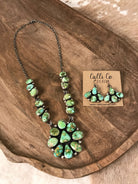 The Kingstown Turquoise Statement Necklace Set-Necklaces-Calli Co., Turquoise and Silver Jewelry, Native American Handmade, Zuni Tribe, Navajo Tribe, Brock Texas