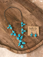 The Waco Turquoise Statement Necklace Set-Necklaces-Calli Co., Turquoise and Silver Jewelry, Native American Handmade, Zuni Tribe, Navajo Tribe, Brock Texas
