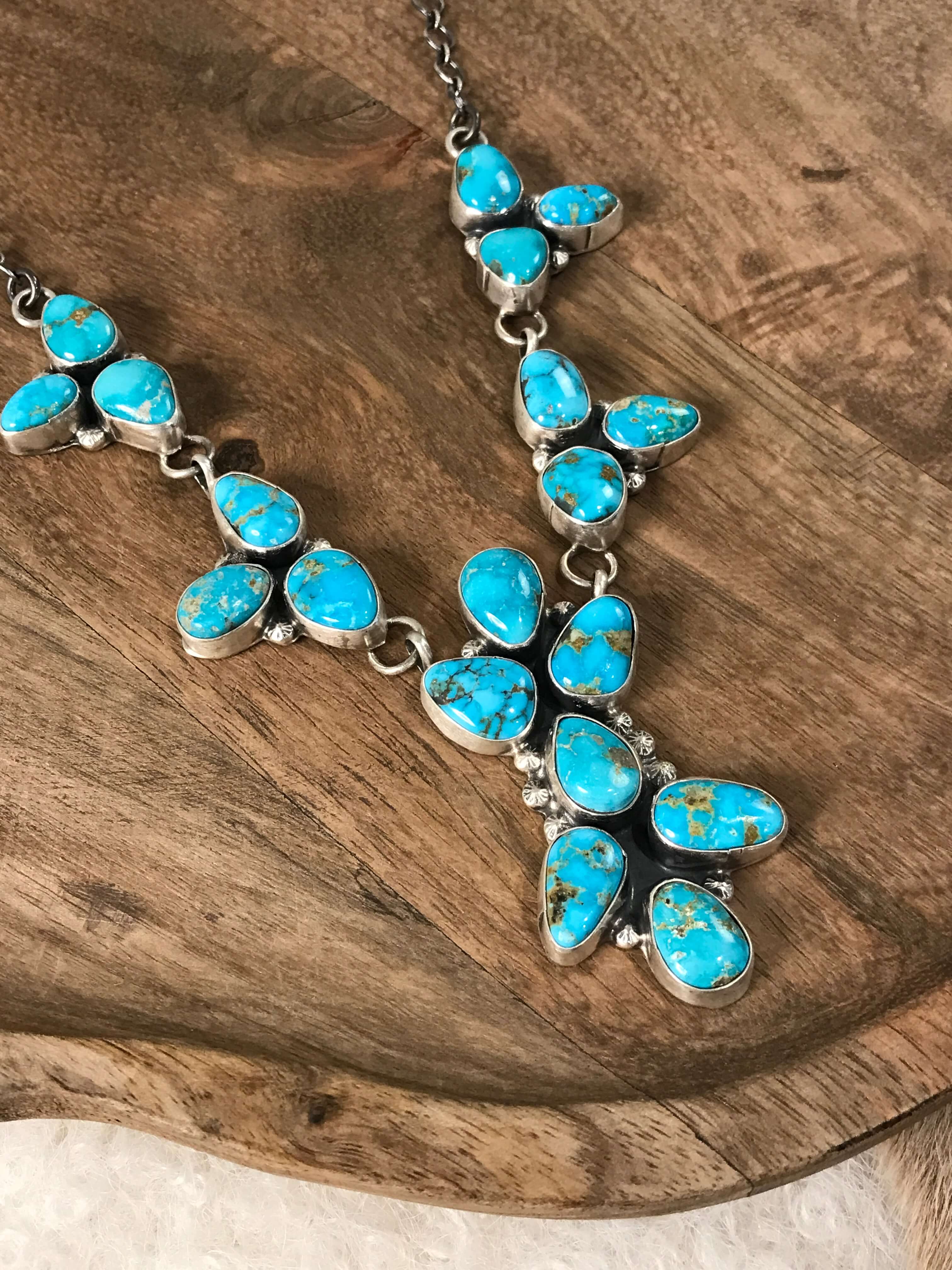 The Waco Turquoise Statement Necklace Set-Necklaces-Calli Co., Turquoise and Silver Jewelry, Native American Handmade, Zuni Tribe, Navajo Tribe, Brock Texas