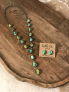 The Kallen Turquoise Lariat Necklace Set-Necklaces-Calli Co., Turquoise and Silver Jewelry, Native American Handmade, Zuni Tribe, Navajo Tribe, Brock Texas