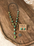 The Kallen Turquoise Lariat Necklace Set-Necklaces-Calli Co., Turquoise and Silver Jewelry, Native American Handmade, Zuni Tribe, Navajo Tribe, Brock Texas