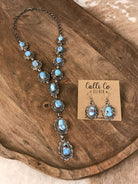 The Riverton Lariat Necklace Set-Necklaces-Calli Co., Turquoise and Silver Jewelry, Native American Handmade, Zuni Tribe, Navajo Tribe, Brock Texas