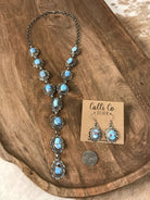 The Riverton Lariat Necklace Set-Necklaces-Calli Co., Turquoise and Silver Jewelry, Native American Handmade, Zuni Tribe, Navajo Tribe, Brock Texas