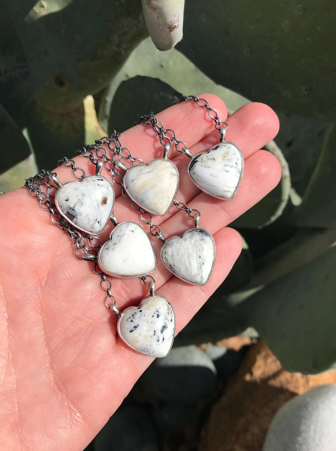 The Grande White Buffalo Heart Necklaces-Necklaces-Calli Co., Turquoise and Silver Jewelry, Native American Handmade, Zuni Tribe, Navajo Tribe, Brock Texas