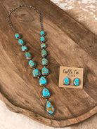 The Catarina Lariat Necklace Set-Necklaces-Calli Co., Turquoise and Silver Jewelry, Native American Handmade, Zuni Tribe, Navajo Tribe, Brock Texas