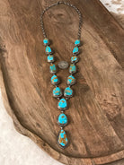 The Catarina Lariat Necklace Set-Necklaces-Calli Co., Turquoise and Silver Jewelry, Native American Handmade, Zuni Tribe, Navajo Tribe, Brock Texas