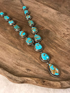 The Catarina Lariat Necklace Set-Necklaces-Calli Co., Turquoise and Silver Jewelry, Native American Handmade, Zuni Tribe, Navajo Tribe, Brock Texas