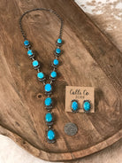 The Dayton Lariat Necklace Set-Necklaces-Calli Co., Turquoise and Silver Jewelry, Native American Handmade, Zuni Tribe, Navajo Tribe, Brock Texas